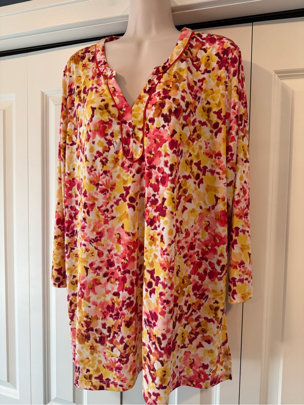 Susan Graver floral tunic top blouse xl